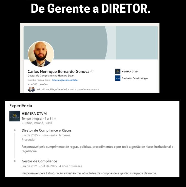Carlos Henrique Bernardo Genova — de Gestor de Compliance a Diretor de Compliance e Riscos